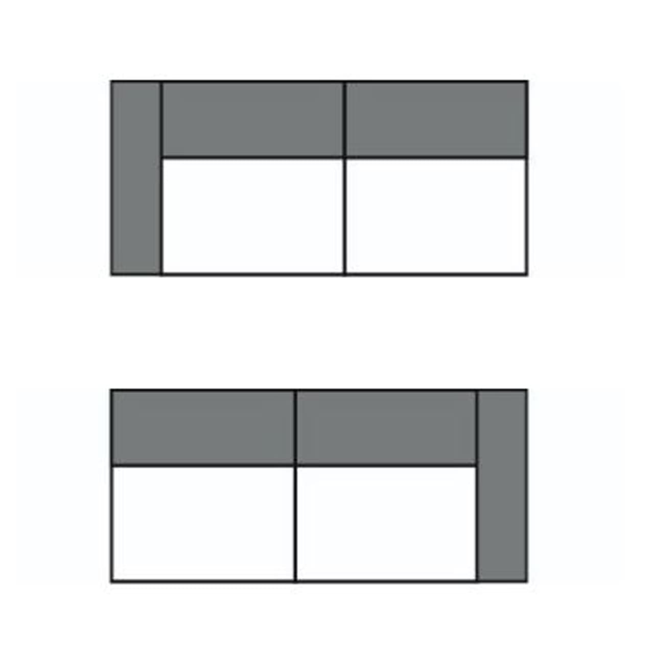 3-Sitzer: 2x 2-Sitzer klein links und rechts ohne Armlehne - 280cm